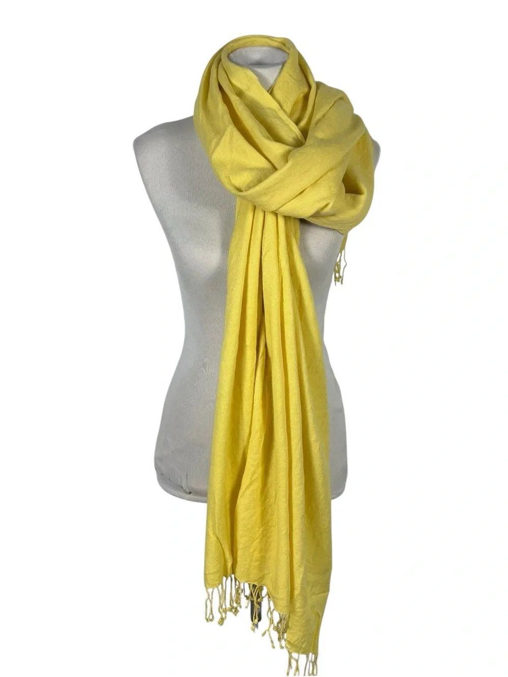 Ralph Lauren Collection Purple Label Cashmere Silk Yellow Rectangle Fringe Scarf